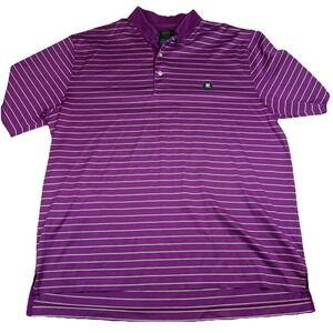 Brooks Brothers St. Andrews Links Polo Men's Large Purple White Stripes Golf GUC